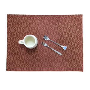 Merryfeel Christmas placemats,13" x 18" Polycotton Jacquard Placemats, Set of 4,Burgundy