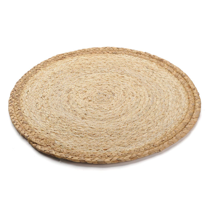 DOKOT Rattan Dinning Placemat Woven Braided Round Table mats Hot Pad Heat Resistant Easy Clean (Khaki Border)
