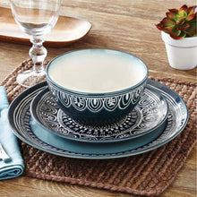 Load image into Gallery viewer, Better Homes and Gardens Teal Medallion 12-Piece Dinnerware Set, Teal